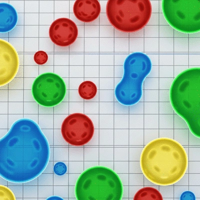 Agar.io game interface with multiple cells of different sizes on a grid background, no text, clean image