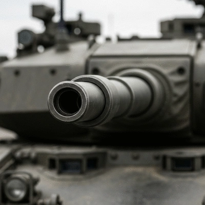 Close-up of a customized tank in Diep.io, showing various upgrade options and stats, with a focus on the tank's unique design and powerful weapons, no text, no words, no typography, clean image