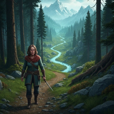 Fantasy game world with diverse environments and character exploring