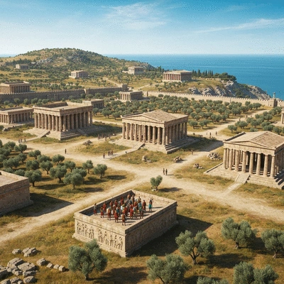 Ancient Greek city-state developing from a small village