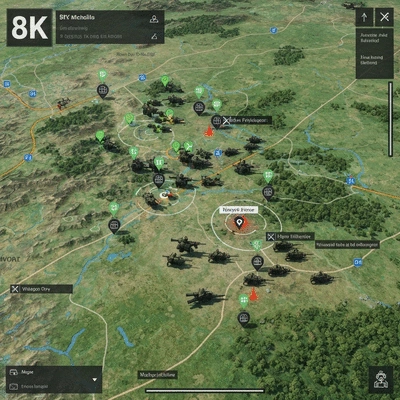 Tactical map with military units and strategic markers